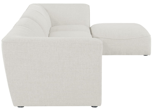 Miramar Linen Textured Fabric / Engineered Wood / Foam Contemporary Cream Durable Linen Textured Modular Sectional - 142" W x 73" D x 28.5" H