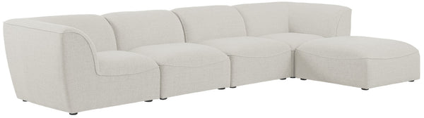 Miramar Linen Textured Fabric / Engineered Wood / Foam Contemporary Cream Durable Linen Textured Modular Sectional - 142" W x 73" D x 28.5" H