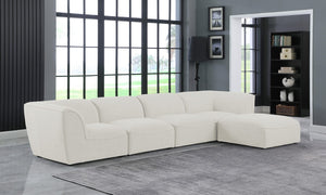 Miramar Linen Textured Fabric / Engineered Wood / Foam Contemporary Cream Durable Linen Textured Modular Sectional - 142" W x 73" D x 28.5" H