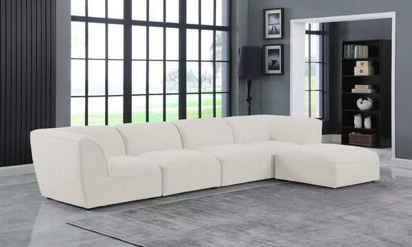 Miramar Linen Textured Fabric / Engineered Wood / Foam Contemporary Cream Durable Linen Textured Modular Sectional - 142" W x 73" D x 28.5" H
