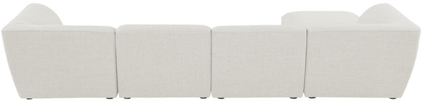 Miramar Linen Textured Fabric / Engineered Wood / Foam Contemporary Cream Durable Linen Textured Modular Sectional - 142" W x 73" D x 28.5" H