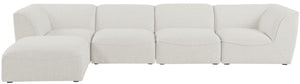 Miramar Linen Textured Fabric / Engineered Wood / Foam Contemporary Cream Durable Linen Textured Modular Sectional - 142" W x 73" D x 28.5" H