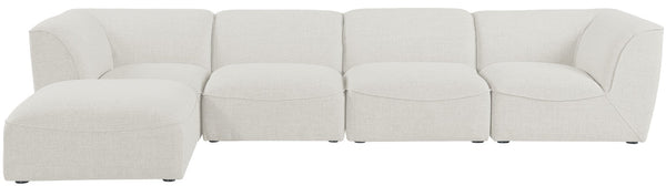 Miramar Linen Textured Fabric / Engineered Wood / Foam Contemporary Cream Durable Linen Textured Modular Sectional - 142" W x 73" D x 28.5" H