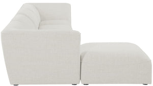Miramar Linen Textured Fabric / Engineered Wood / Foam Contemporary Cream Durable Linen Textured Modular Sectional - 142" W x 73" D x 28.5" H