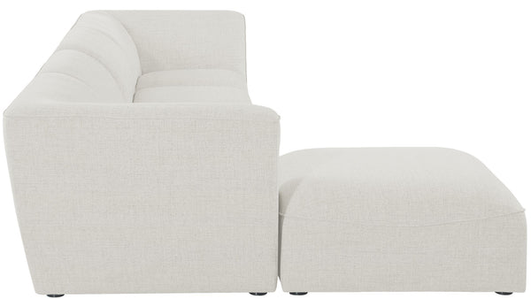 Miramar Linen Textured Fabric / Engineered Wood / Foam Contemporary Cream Durable Linen Textured Modular Sectional - 142" W x 73" D x 28.5" H