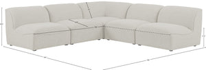 Miramar Linen Textured Fabric / Engineered Wood / Foam Contemporary Cream Durable Linen Textured Modular Sectional - 104" W x 104" D x 28.5" H