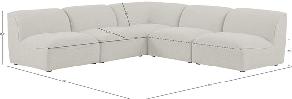Miramar Linen Textured Fabric / Engineered Wood / Foam Contemporary Cream Durable Linen Textured Modular Sectional - 104" W x 104" D x 28.5" H