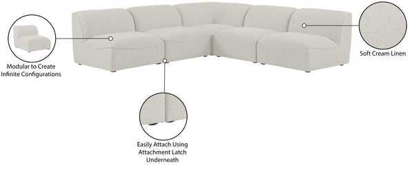 Miramar Linen Textured Fabric / Engineered Wood / Foam Contemporary Cream Durable Linen Textured Modular Sectional - 104" W x 104" D x 28.5" H