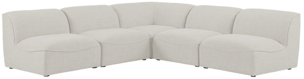 Miramar Linen Textured Fabric / Engineered Wood / Foam Contemporary Cream Durable Linen Textured Modular Sectional - 104" W x 104" D x 28.5" H