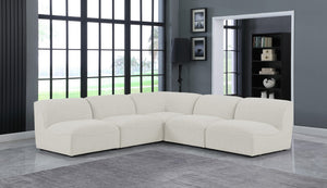 Miramar Linen Textured Fabric / Engineered Wood / Foam Contemporary Cream Durable Linen Textured Modular Sectional - 104" W x 104" D x 28.5" H