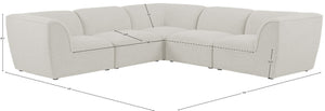 Miramar Linen Textured Fabric / Engineered Wood / Foam Contemporary Cream Durable Linen Textured Modular Sectional - 109" W x 109" D x 28.5" H