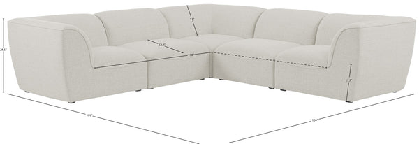 Miramar Linen Textured Fabric / Engineered Wood / Foam Contemporary Cream Durable Linen Textured Modular Sectional - 109" W x 109" D x 28.5" H