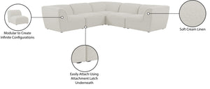 Miramar Linen Textured Fabric / Engineered Wood / Foam Contemporary Cream Durable Linen Textured Modular Sectional - 109" W x 109" D x 28.5" H