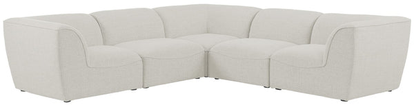 Miramar Linen Textured Fabric / Engineered Wood / Foam Contemporary Cream Durable Linen Textured Modular Sectional - 109" W x 109" D x 28.5" H