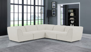 Miramar Linen Textured Fabric / Engineered Wood / Foam Contemporary Cream Durable Linen Textured Modular Sectional - 109" W x 109" D x 28.5" H