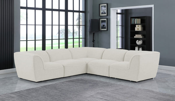 Miramar Linen Textured Fabric / Engineered Wood / Foam Contemporary Cream Durable Linen Textured Modular Sectional - 109" W x 109" D x 28.5" H