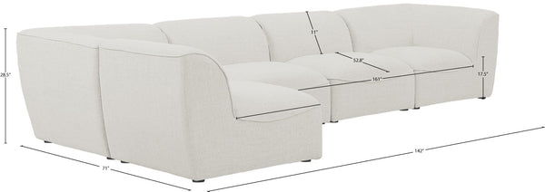 Miramar Linen Textured Fabric / Engineered Wood / Foam Contemporary Cream Durable Linen Textured Modular Sectional - 142" W x 71" D x 28.5" H