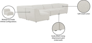 Miramar Linen Textured Fabric / Engineered Wood / Foam Contemporary Cream Durable Linen Textured Modular Sectional - 142" W x 71" D x 28.5" H