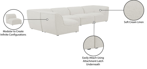 Miramar Linen Textured Fabric / Engineered Wood / Foam Contemporary Cream Durable Linen Textured Modular Sectional - 142" W x 71" D x 28.5" H