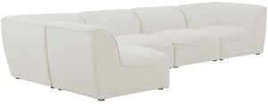 Miramar Linen Textured Fabric / Engineered Wood / Foam Contemporary Cream Durable Linen Textured Modular Sectional - 142" W x 71" D x 28.5" H