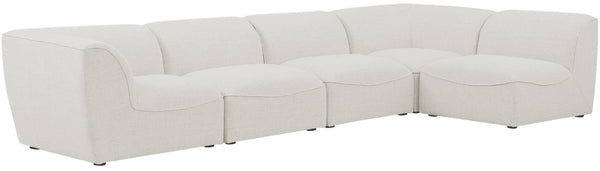 Miramar Linen Textured Fabric / Engineered Wood / Foam Contemporary Cream Durable Linen Textured Modular Sectional - 142" W x 71" D x 28.5" H