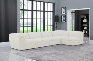 Miramar Linen Textured Fabric / Engineered Wood / Foam Contemporary Cream Durable Linen Textured Modular Sectional - 142" W x 71" D x 28.5" H