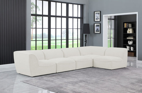 Miramar Linen Textured Fabric / Engineered Wood / Foam Contemporary Cream Durable Linen Textured Modular Sectional - 142" W x 71" D x 28.5" H