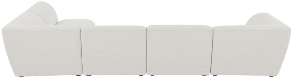 Miramar Linen Textured Fabric / Engineered Wood / Foam Contemporary Cream Durable Linen Textured Modular Sectional - 142" W x 71" D x 28.5" H