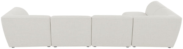 Miramar Linen Textured Fabric / Engineered Wood / Foam Contemporary Cream Durable Linen Textured Modular Sectional - 142" W x 71" D x 28.5" H