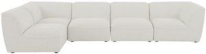 Miramar Linen Textured Fabric / Engineered Wood / Foam Contemporary Cream Durable Linen Textured Modular Sectional - 142" W x 71" D x 28.5" H