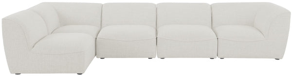 Miramar Linen Textured Fabric / Engineered Wood / Foam Contemporary Cream Durable Linen Textured Modular Sectional - 142" W x 71" D x 28.5" H