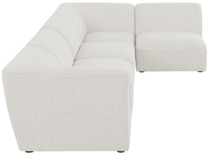 Miramar Linen Textured Fabric / Engineered Wood / Foam Contemporary Cream Durable Linen Textured Modular Sectional - 142" W x 71" D x 28.5" H
