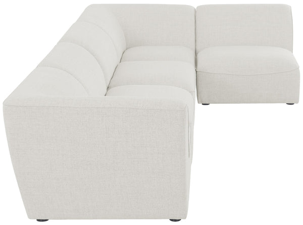 Miramar Linen Textured Fabric / Engineered Wood / Foam Contemporary Cream Durable Linen Textured Modular Sectional - 142" W x 71" D x 28.5" H