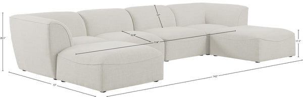 Miramar Linen Textured Fabric / Engineered Wood / Foam Contemporary Cream Durable Linen Textured Modular Sectional - 142" W x 73" D x 28.5" H