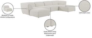 Miramar Linen Textured Fabric / Engineered Wood / Foam Contemporary Cream Durable Linen Textured Modular Sectional - 142" W x 73" D x 28.5" H