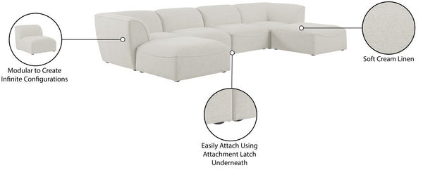 Miramar Linen Textured Fabric / Engineered Wood / Foam Contemporary Cream Durable Linen Textured Modular Sectional - 142" W x 73" D x 28.5" H