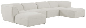 Miramar Linen Textured Fabric / Engineered Wood / Foam Contemporary Cream Durable Linen Textured Modular Sectional - 142" W x 73" D x 28.5" H