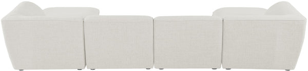 Miramar Linen Textured Fabric / Engineered Wood / Foam Contemporary Cream Durable Linen Textured Modular Sectional - 142" W x 73" D x 28.5" H