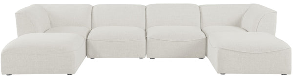 Miramar Linen Textured Fabric / Engineered Wood / Foam Contemporary Cream Durable Linen Textured Modular Sectional - 142" W x 73" D x 28.5" H
