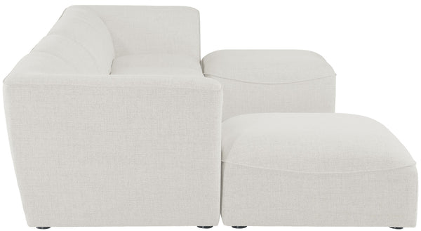 Miramar Linen Textured Fabric / Engineered Wood / Foam Contemporary Cream Durable Linen Textured Modular Sectional - 142" W x 73" D x 28.5" H