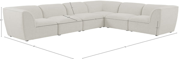 Miramar Linen Textured Fabric / Engineered Wood / Foam Contemporary Cream Durable Linen Textured Modular Sectional - 142" W x 109" D x 28.5" H