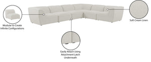 Miramar Linen Textured Fabric / Engineered Wood / Foam Contemporary Cream Durable Linen Textured Modular Sectional - 142" W x 109" D x 28.5" H