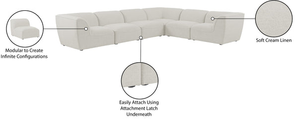 Miramar Linen Textured Fabric / Engineered Wood / Foam Contemporary Cream Durable Linen Textured Modular Sectional - 142" W x 109" D x 28.5" H