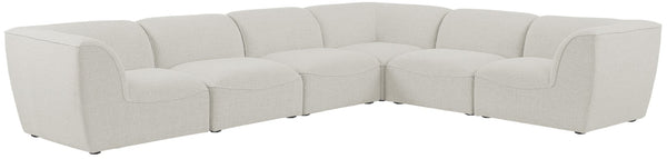 Miramar Linen Textured Fabric / Engineered Wood / Foam Contemporary Cream Durable Linen Textured Modular Sectional - 142" W x 109" D x 28.5" H