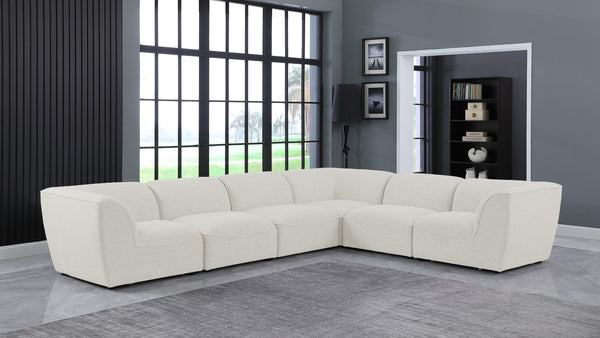 Miramar Linen Textured Fabric / Engineered Wood / Foam Contemporary Cream Durable Linen Textured Modular Sectional - 142" W x 109" D x 28.5" H