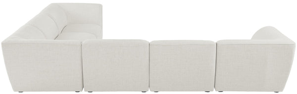 Miramar Linen Textured Fabric / Engineered Wood / Foam Contemporary Cream Durable Linen Textured Modular Sectional - 142" W x 109" D x 28.5" H