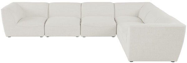 Miramar Linen Textured Fabric / Engineered Wood / Foam Contemporary Cream Durable Linen Textured Modular Sectional - 142" W x 109" D x 28.5" H
