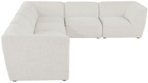 Miramar Linen Textured Fabric / Engineered Wood / Foam Contemporary Cream Durable Linen Textured Modular Sectional - 142" W x 109" D x 28.5" H