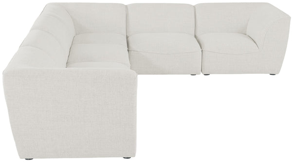 Miramar Linen Textured Fabric / Engineered Wood / Foam Contemporary Cream Durable Linen Textured Modular Sectional - 142" W x 109" D x 28.5" H