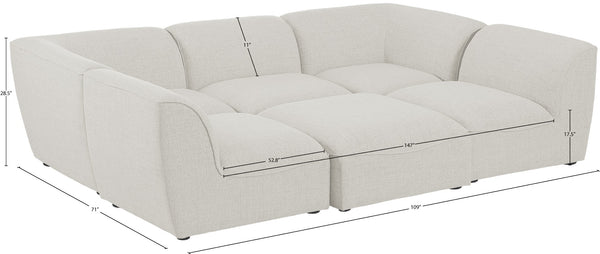 Miramar Linen Textured Fabric / Engineered Wood / Foam Contemporary Cream Durable Linen Textured Modular Sectional - 109" W x 71" D x 28.5" H